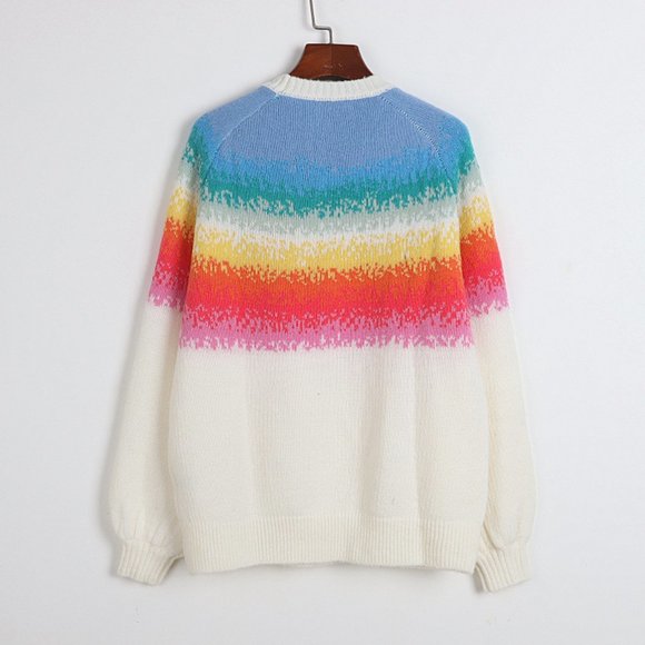 Sleeve Whit Crew Neck Kint Swaeter Womens - Picture 3 of 3